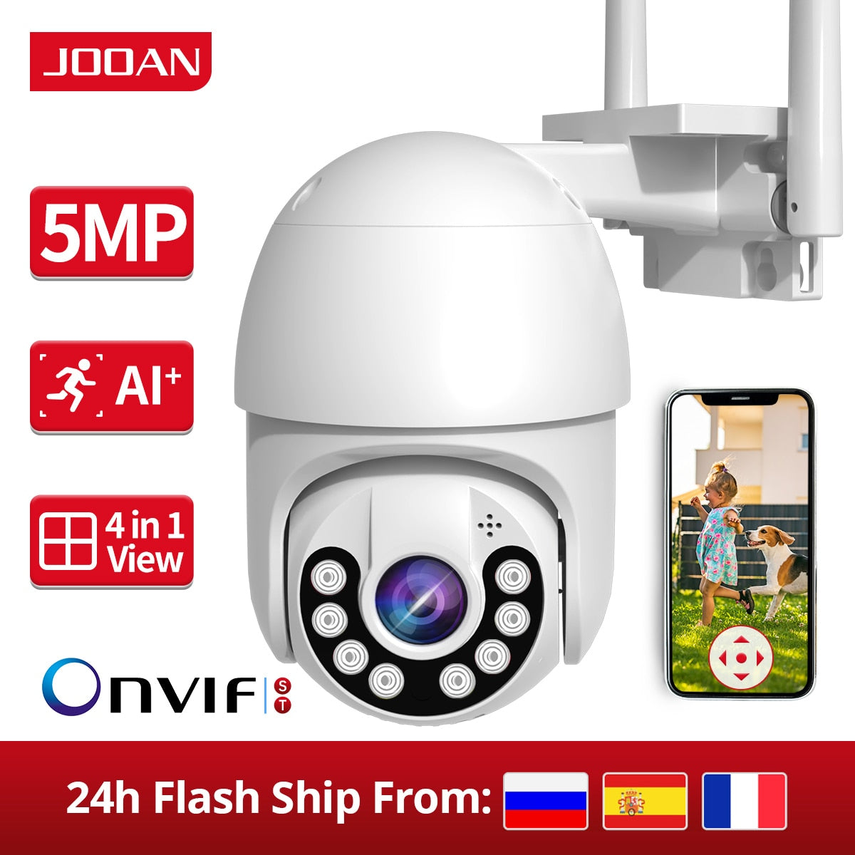 JOOAN 3MP 5MP PTZ WIFI IP Camera Audio CCTV Surveillance Outdoor ONVIF Night Full Color Wireless Waterproof Security Smart Home