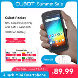 Cubot Pocket Android Mini Smartphone, NFC, 4 GB RAM, 64 GB ROM, 128 GB Extended, 4 Inch Screen, 3000mAh, Face ID, 4G Mini Phone