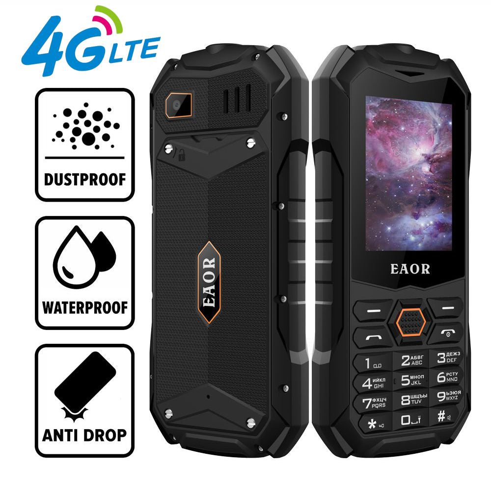 EAOR 4G/2G Slim Rugged Phone IP68 Waterproof Outdoor Keypad Phones Big Battery Dual SIM Feature Phone with Glare Torch
