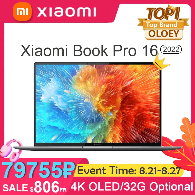 Xiaomi Book Pro 16 Laptop 2022 intel i7-1260P/i5-1240P RTX 2050 16/32GB RAM 512G/1TB SSD 16Inch 4K OLED Touch Screen Mi Notebook