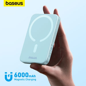Baseus 20W Magnetic Wireless Charging 6000mAh Power Bank, 14.7mm Non-slip Silicone Casing, Fast Charging For iPhone 8-14 Series