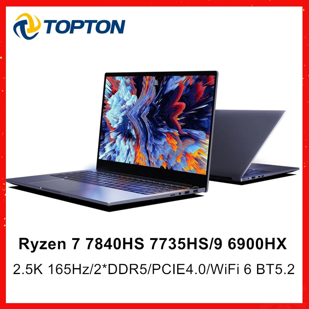 16 Inch Gaming Laptop AMD Ryzen 7 7840HS 7735HS 9 6900HX 2.5K 165Hz 2*DDR5 4800MHz PCIE4.0 Ultraslim Notebook Windows 11 WiFi6