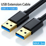 5m-0.5m USB to USB Extension Cable USB A Male to Male USB 3.0 2.0 Extender For Radiator Hard Disk TV Box USB Cable Extension