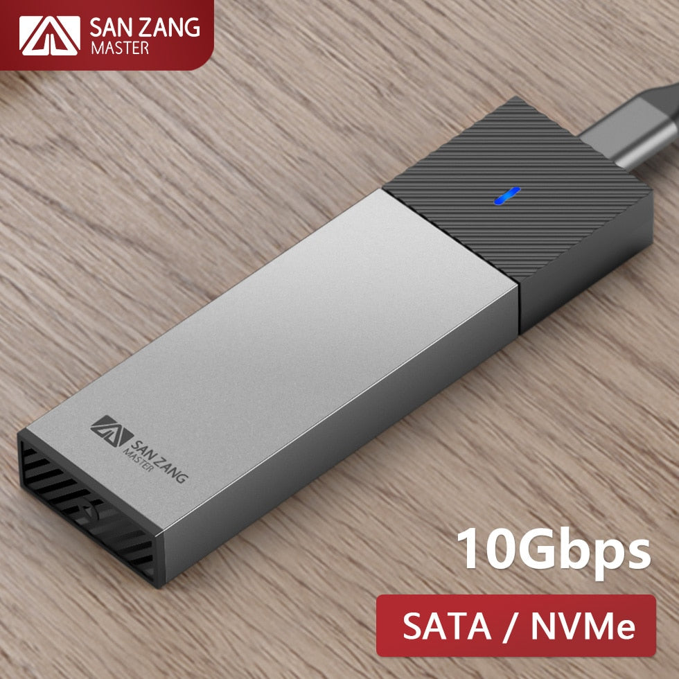 SANZANG M.2 NGFF NVMe SSD Enclosure USB 3.2 Type C External Case M2 Hard Drive Disk Cover HD Storage Box Housing for PC Laptop